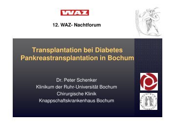 Transplantation bei Diabetes - Knappschaftskrankenhaus Bochum