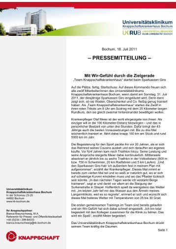 Mit Wir-Gefühl durch die Zielgerade - Knappschaftskrankenhaus ...