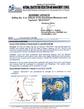 NDRRMC UPDATE SitRep No.8 re Effects of Typhoon BUTCHOY as ...