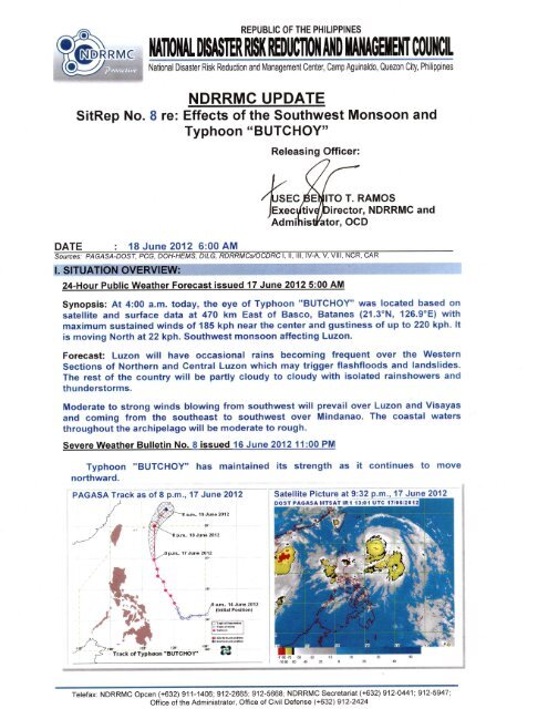 NDRRMC UPDATE SitRep No.8 re Effects of Typhoon BUTCHOY as ...