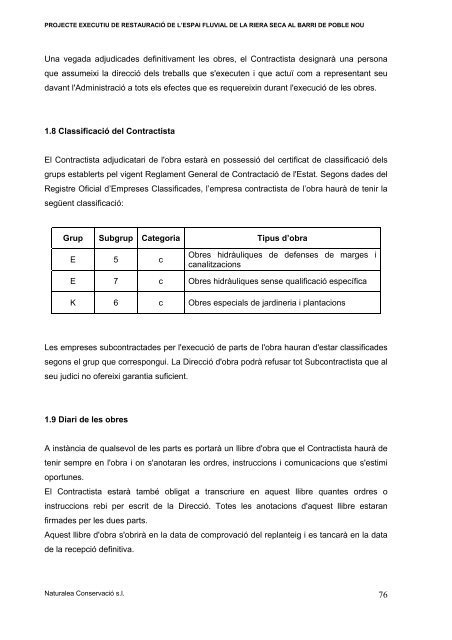 PROJECTE EXECUTIU DE RESTAURACIÓ DE L'ESPAI FLUVIAL ...