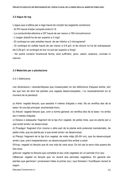 PROJECTE EXECUTIU DE RESTAURACIÓ DE L'ESPAI FLUVIAL ...