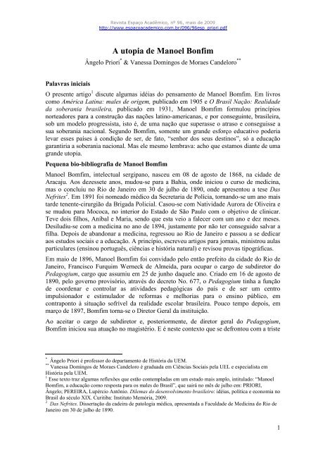 versão para imprimir (arquivo em pdf) - Revista Espaço Acadêmico