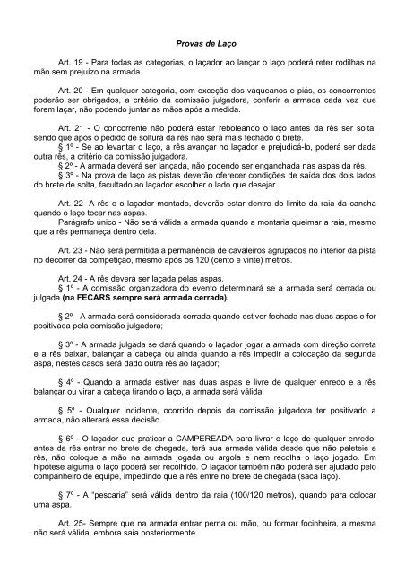 Regulamento Campeiro do RS - Movimento Tradicionalista Gaúcho