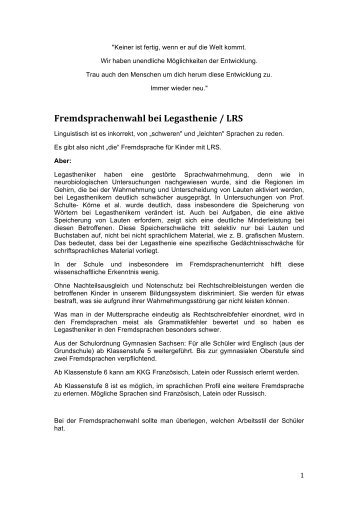 Fremdsprachenwahl bei LRS - KKG Zwickau