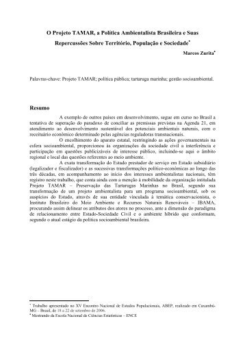 O Projeto TAMAR, a Política Ambientalista Brasileira e Suas ...