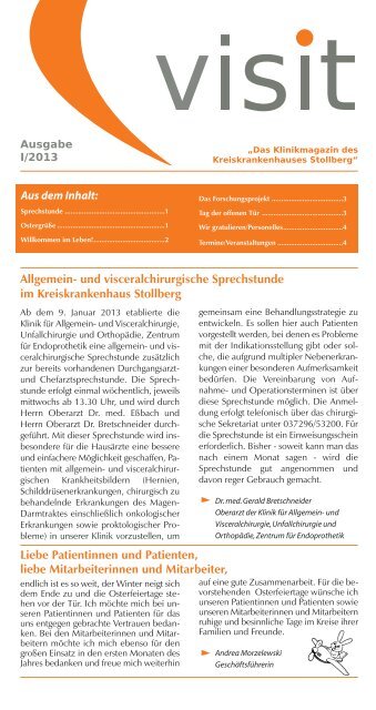 Ausgabe 1 / 2013 - Kreiskrankenhaus Stollberg gGmbH