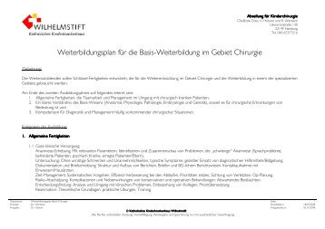 Weiterbildungsplan für die Basis-Weiterbildung im Gebiet Chirurgie