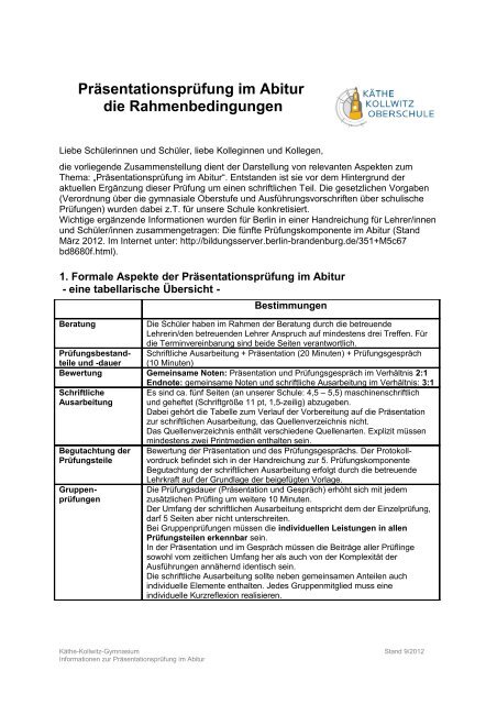 Schriftliche Ausarbeitung 5. Pk Musterbeispiel Grundlagen und Bewertungskriterien zur 5. Prüfungskomponente im