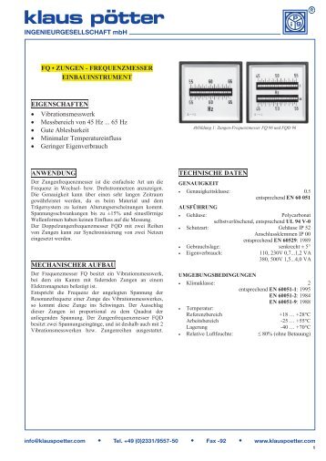 1 EINBAUINSTRUMENT EIGENSCHAFTEN Vibrationsmesswerk ...