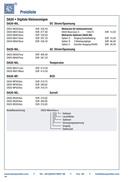 Digitalinstrumente: Komplettliste