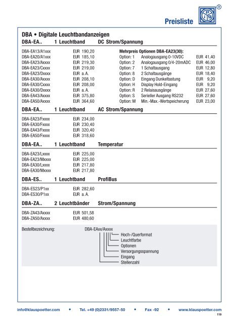 Digitalinstrumente: Komplettliste