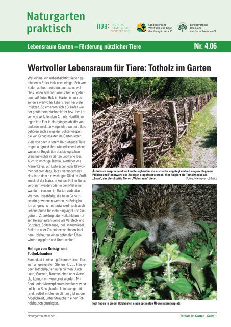 Wertvoller Lebensraum für Tiere: Totholz im Garten - und ...