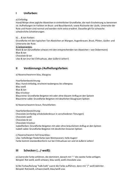 Fellfarbbezeichnungen im VK / Farbentwicklung - von K. Biala-Gauß