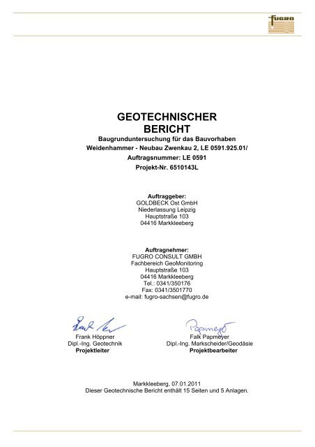 geotechnischer bericht - Ingenieurbüro Klemm & Hensen GmbH