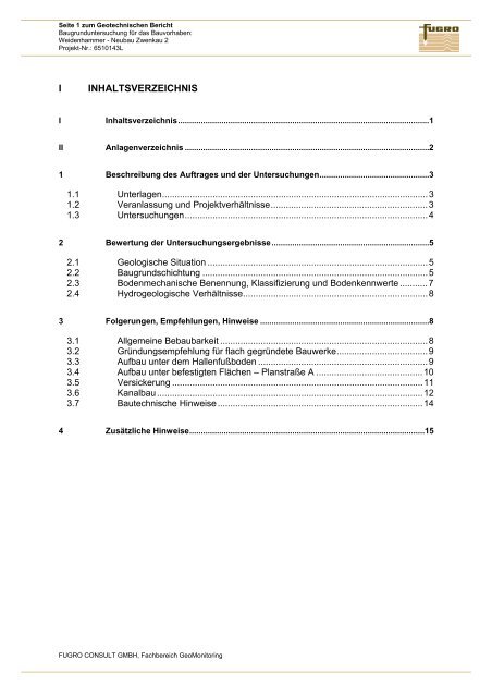 geotechnischer bericht - Ingenieurbüro Klemm & Hensen GmbH