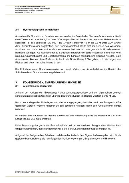 geotechnischer bericht - Ingenieurbüro Klemm & Hensen GmbH