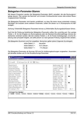 Belegarten-Parameter verwalten