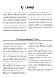 L'apprentissage des Qi Gong - Tai Chi Chuan et Qi Gong à Grenoble