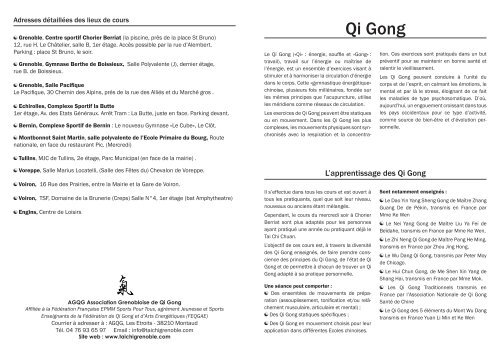 Qi Gong - Tai Chi Chuan et Qi Gong à Grenoble