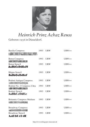 Heinrich Prinz Achaz Reuss - Klingspor Museum