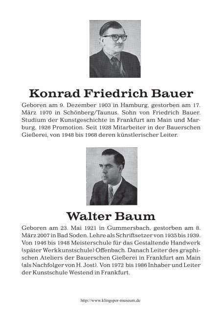 Konrad Bauer und Walter Baum - Klingspor Museum