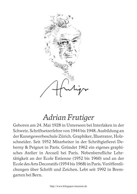 Adrian Frutiger beim Klingspor-Museum [PDF]