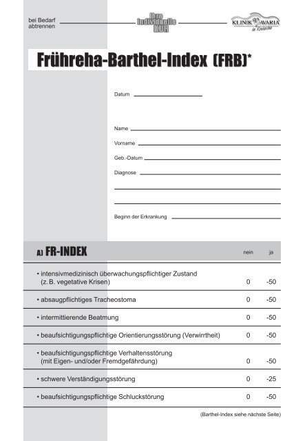 Barthel-Index - Klinik Bavaria