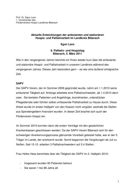 Referat 9 Hospiz- u Palltag - Kliniken Landkreis Biberach GmbH