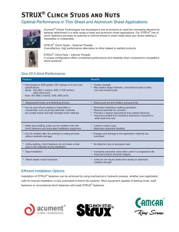 STRUX® Clinch Studs and Nuts - Acument Global Technologies