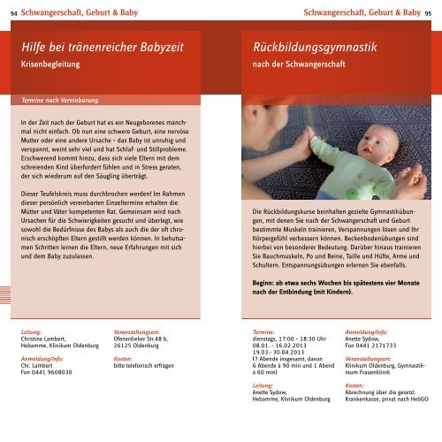 Kurse, Vorträge, Selbst- hilfegruppen - im Klinikum Oldenburg