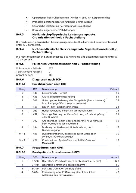 Qualitätsbericht 2010 - im Klinikum Oldenburg