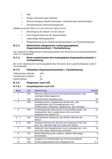 Qualitätsbericht 2010 - im Klinikum Oldenburg