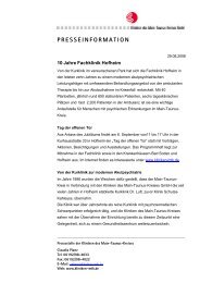 10 Jahre Fachklinik Hofheim - Kliniken des MTK