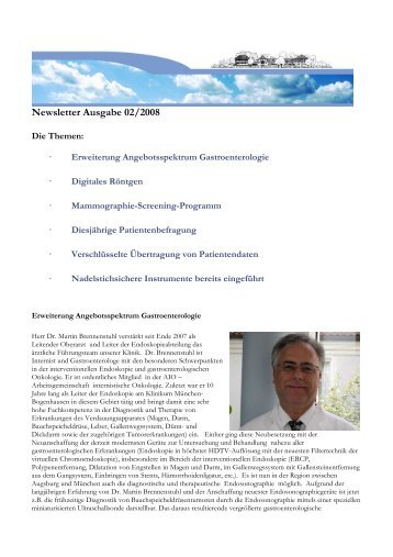 Newsletter Ausgabe 02/2008 - Privatklinik Dr. R. Schindlbeck