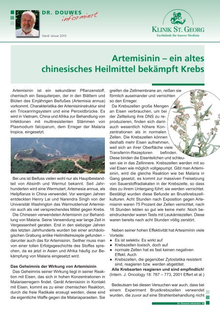 Artemisinin â ein altes chinesisches Heilmittel ... - Klinik St. Georg