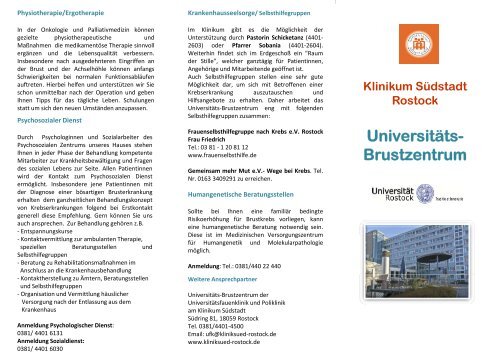 Universitäts- Brustzentrum Brustzentrum - Klinikum Südstadt Rostock