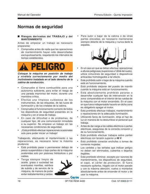 Manual del operador Plataforma portapersonas ... - Genie Industries