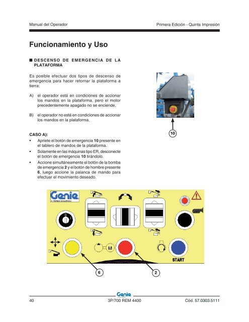 Manual del operador Plataforma portapersonas ... - Genie Industries