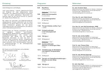 Einladung Programm Referenten - des Klinikums - Ludwig ...
