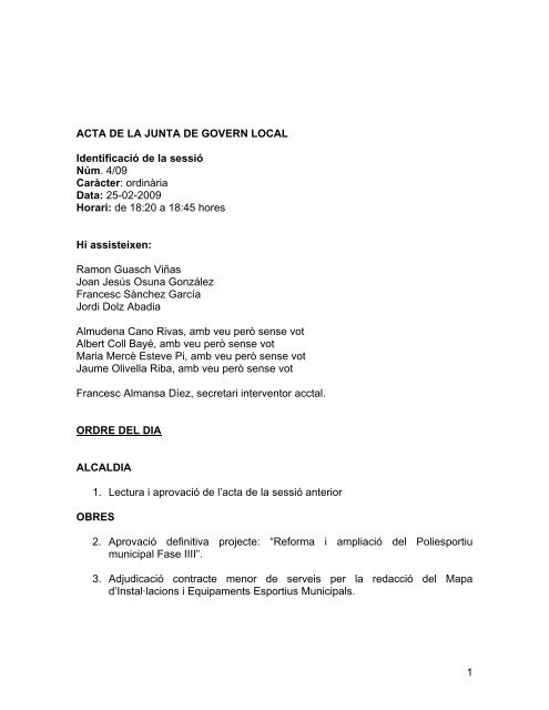 04/09 Acta de Junta Ordinaria de l - Ajuntament de Begues