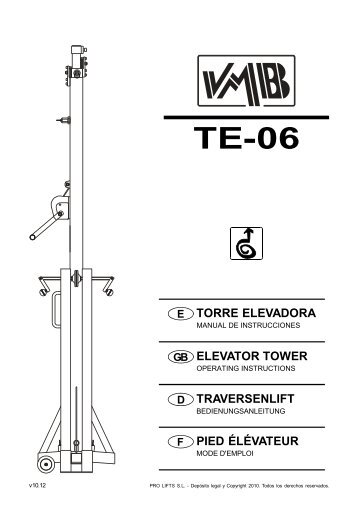 e torre elevadora elevator tower d traversenlift f pied ... - Pro Lifts