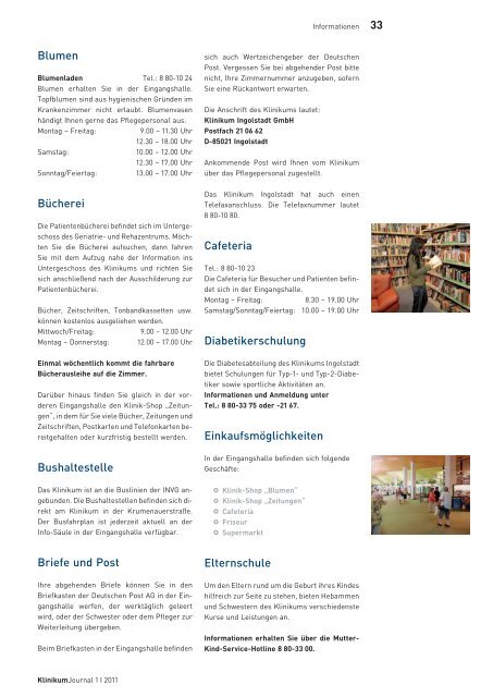 X213 110530 01 Klinikum Journal 1 2011 - Klinikum Ingolstadt