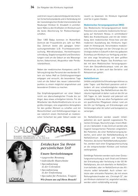 KlinikumRatgeber, Ausgabe 1 | 2009 - Klinikum Ingolstadt