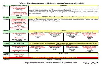 Auf einen Blick: Programm des 20. Karlsruher Intensivpflegetags am ...