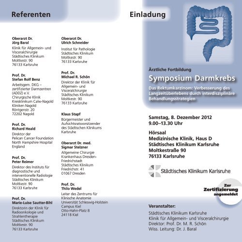 Symposium Darmkrebs Stadtisches Klinikum Karlsruhe
