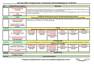 Auf einen Blick: Programm des 19. Karlsruher Intensivpflegetags am ...