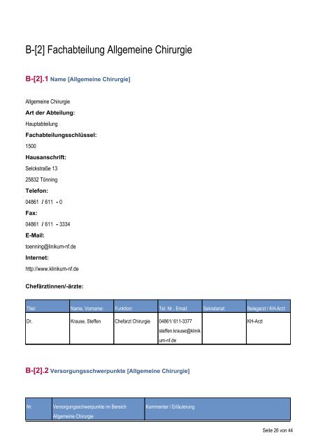 Qualitätsbericht 2010 Klinik Tönning - Klinikum Nordfriesland