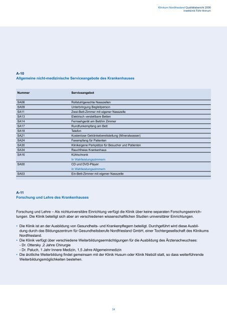 Qualitäts bericht 2006 - Klinikum Nordfriesland