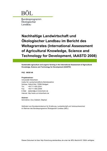 Nachhaltige Landwirtschaft und Ökologischer ... - Organic Eprints